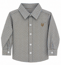 Boys Button Down -  Blue & Brown
