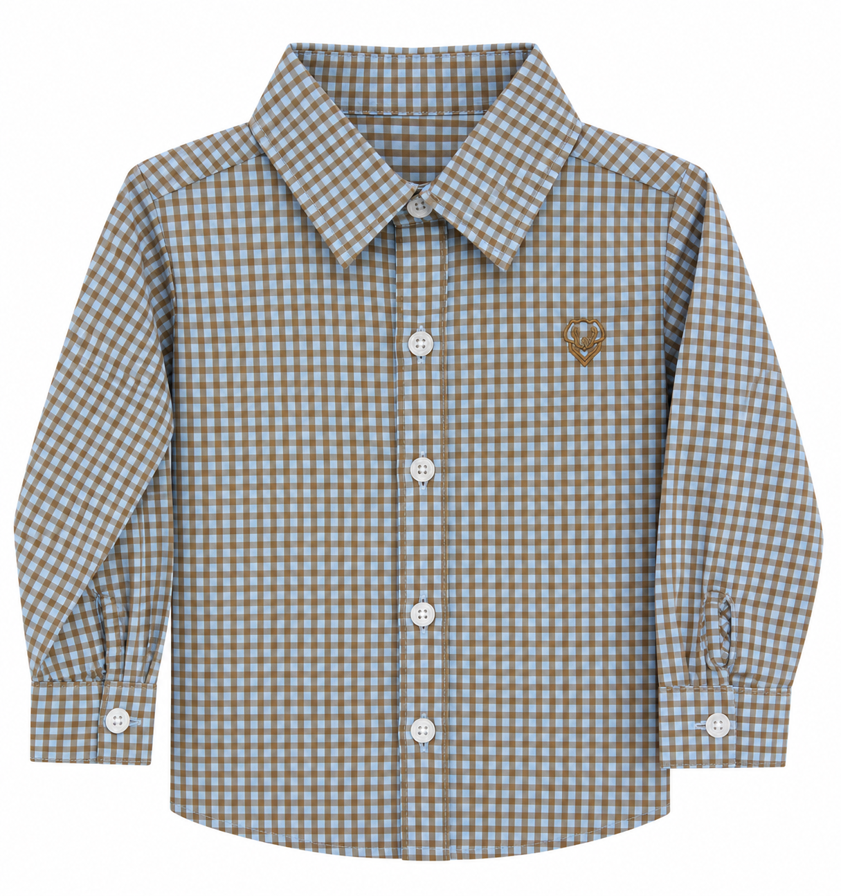 Boys Button Down -  Blue & Brown