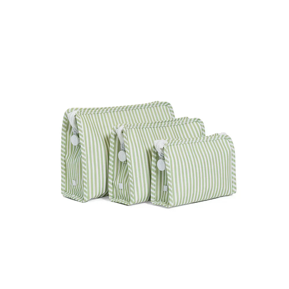 Roadie Sage Striped Zip Pouch- Medium