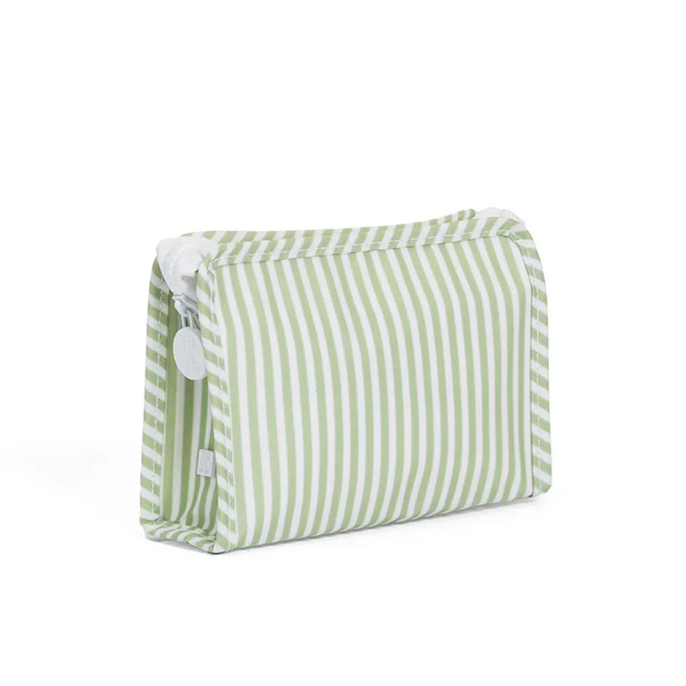 Roadie Sage Striped Zip Pouch- Medium