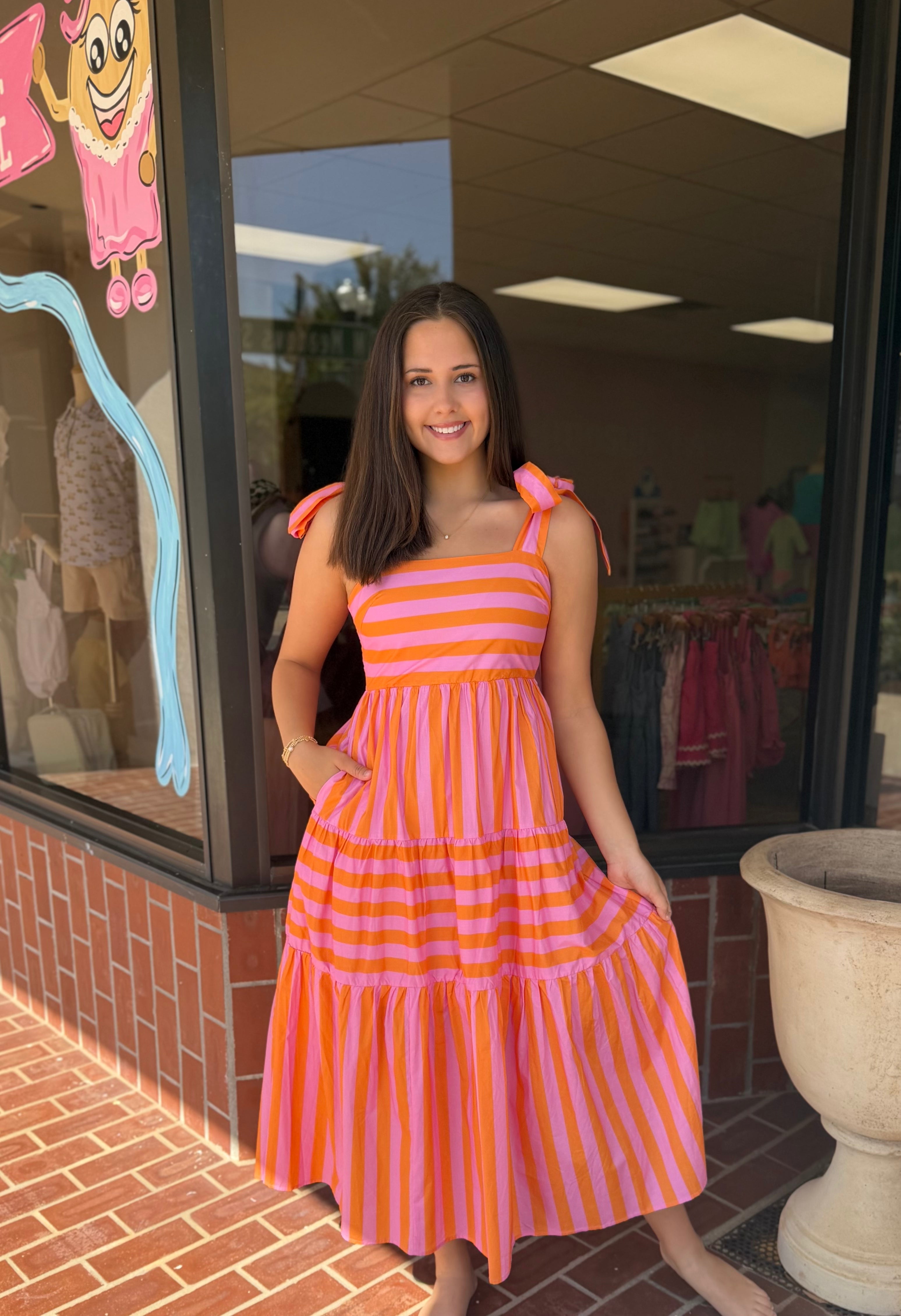 Sunset Sorbet Tie Dress