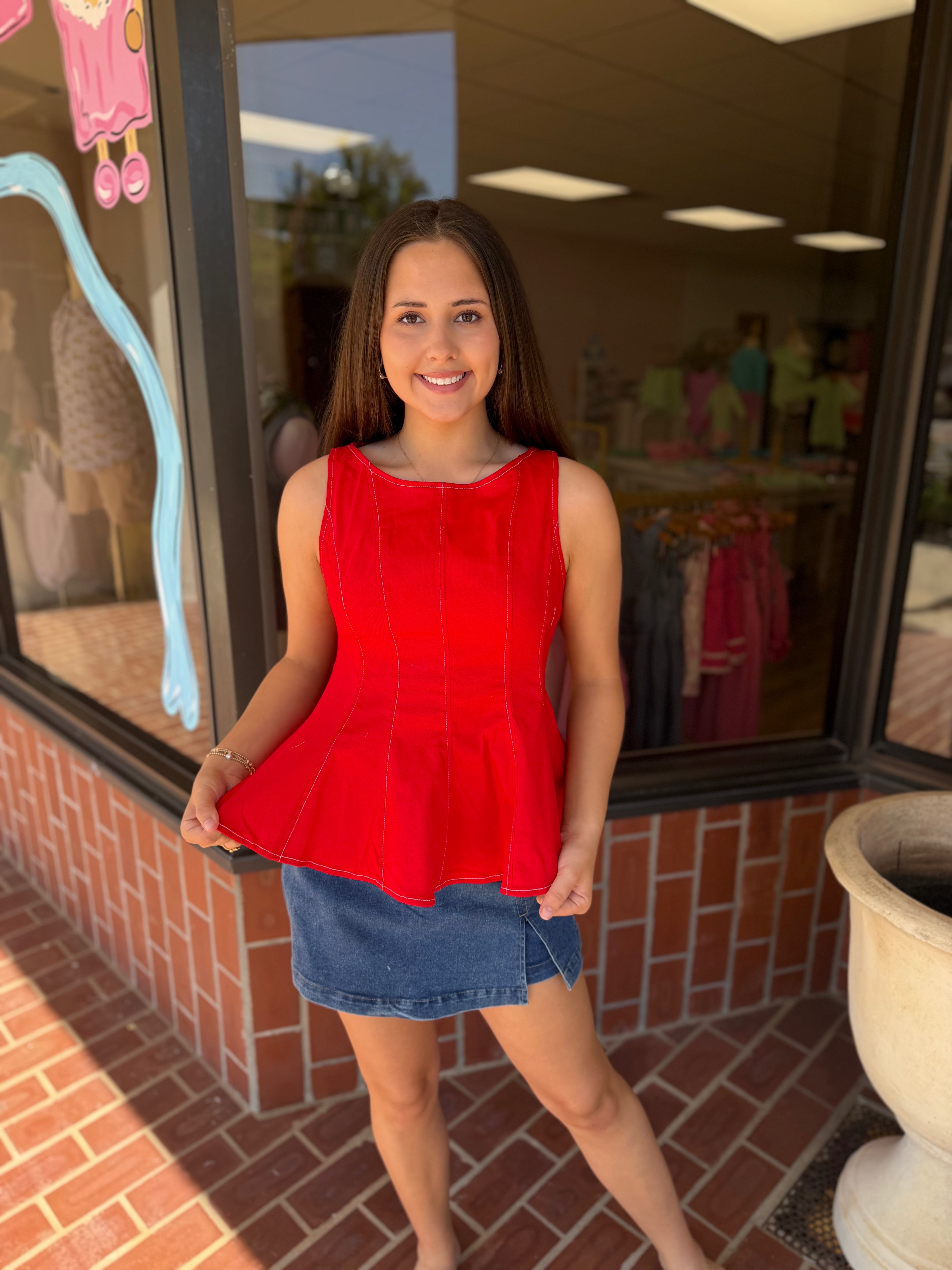 Red Denim Tank top