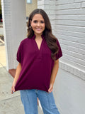 Burgundy V-Neck Shirt