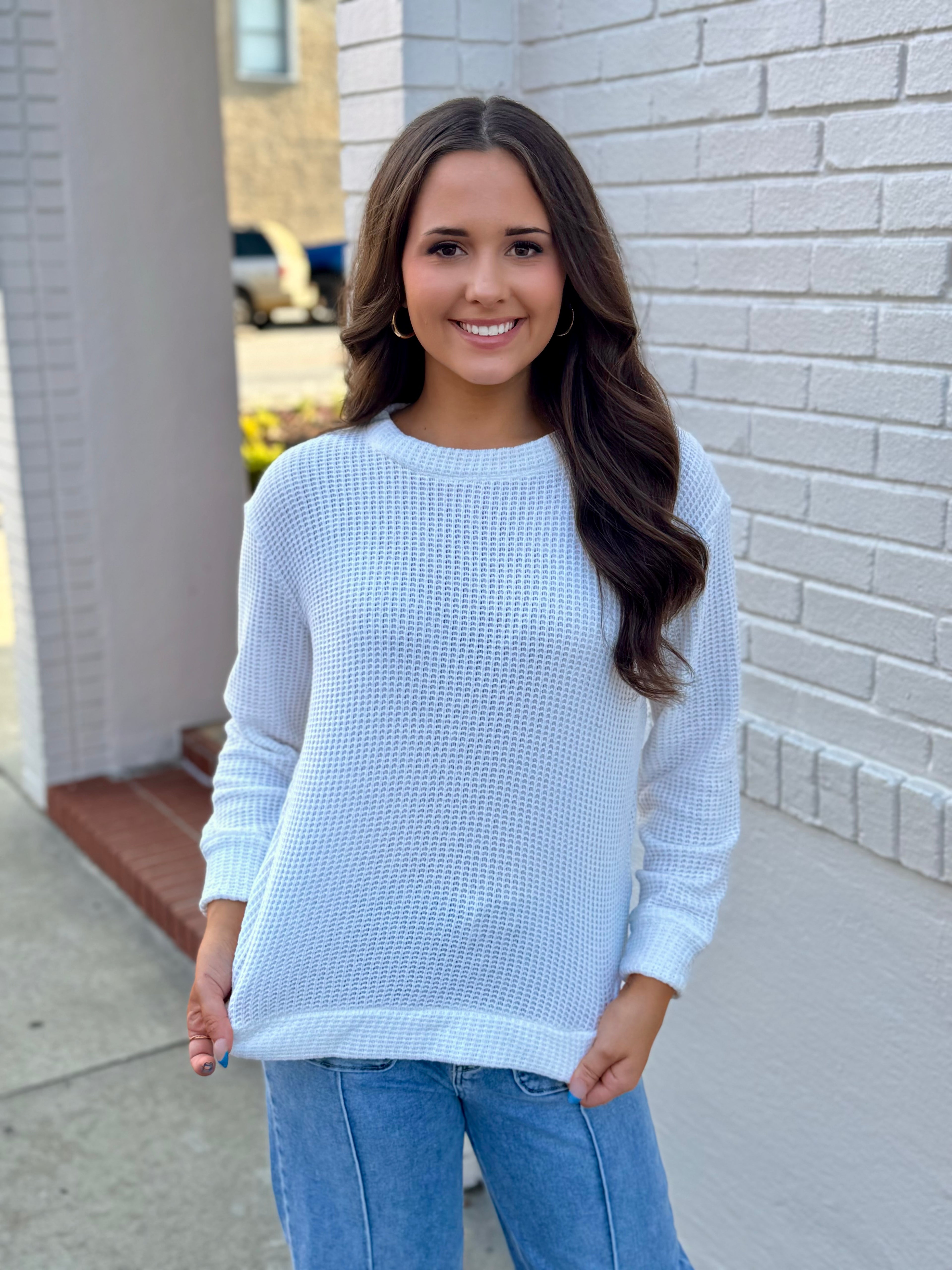 Ivory Waffle Sweater