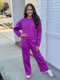 Purple Cozy Straight Leg Lounge Set