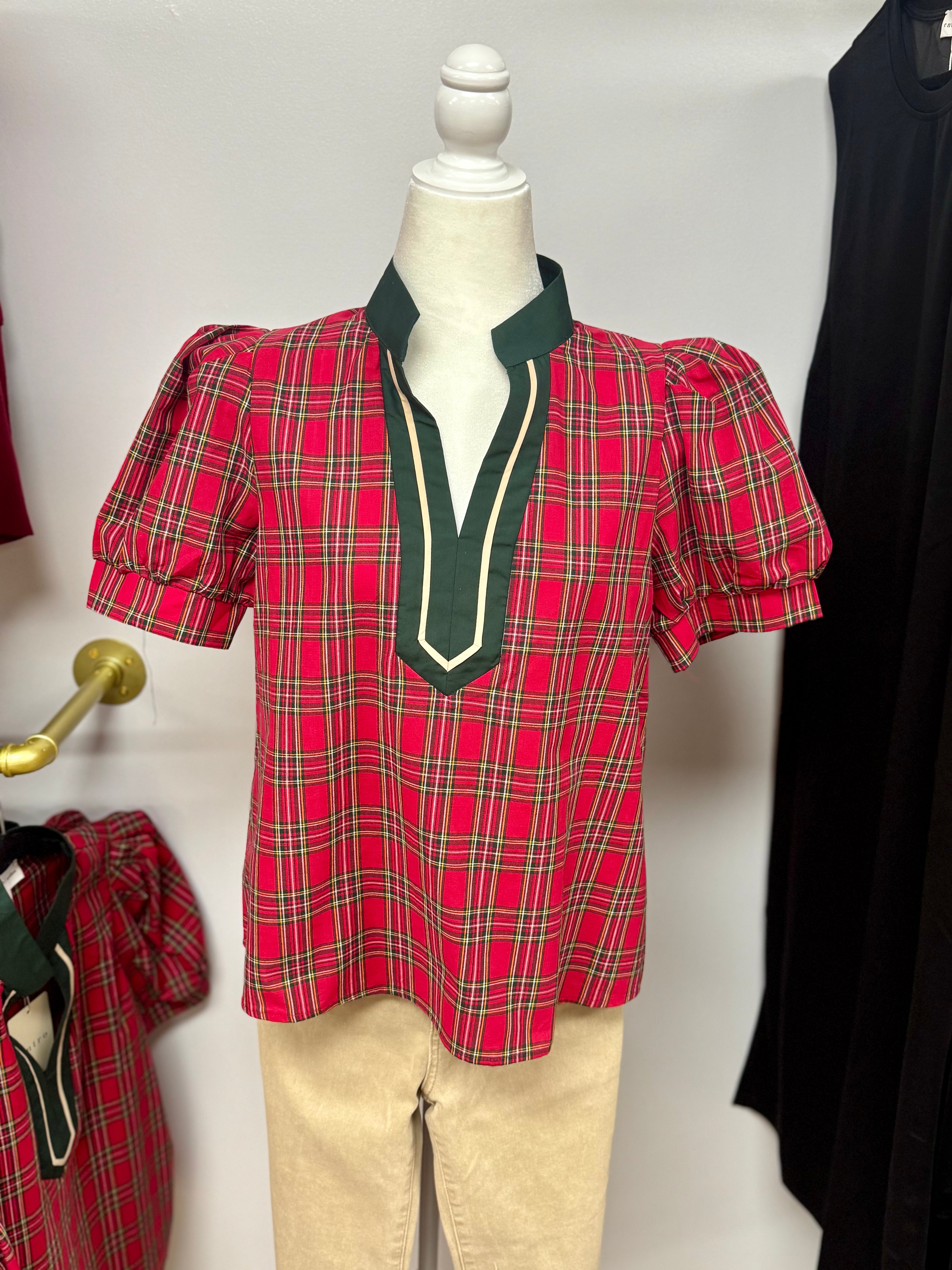Nicoles Christmas Plaid Top