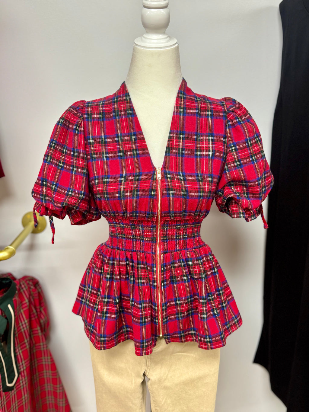Carlys Christmas Plaid Top
