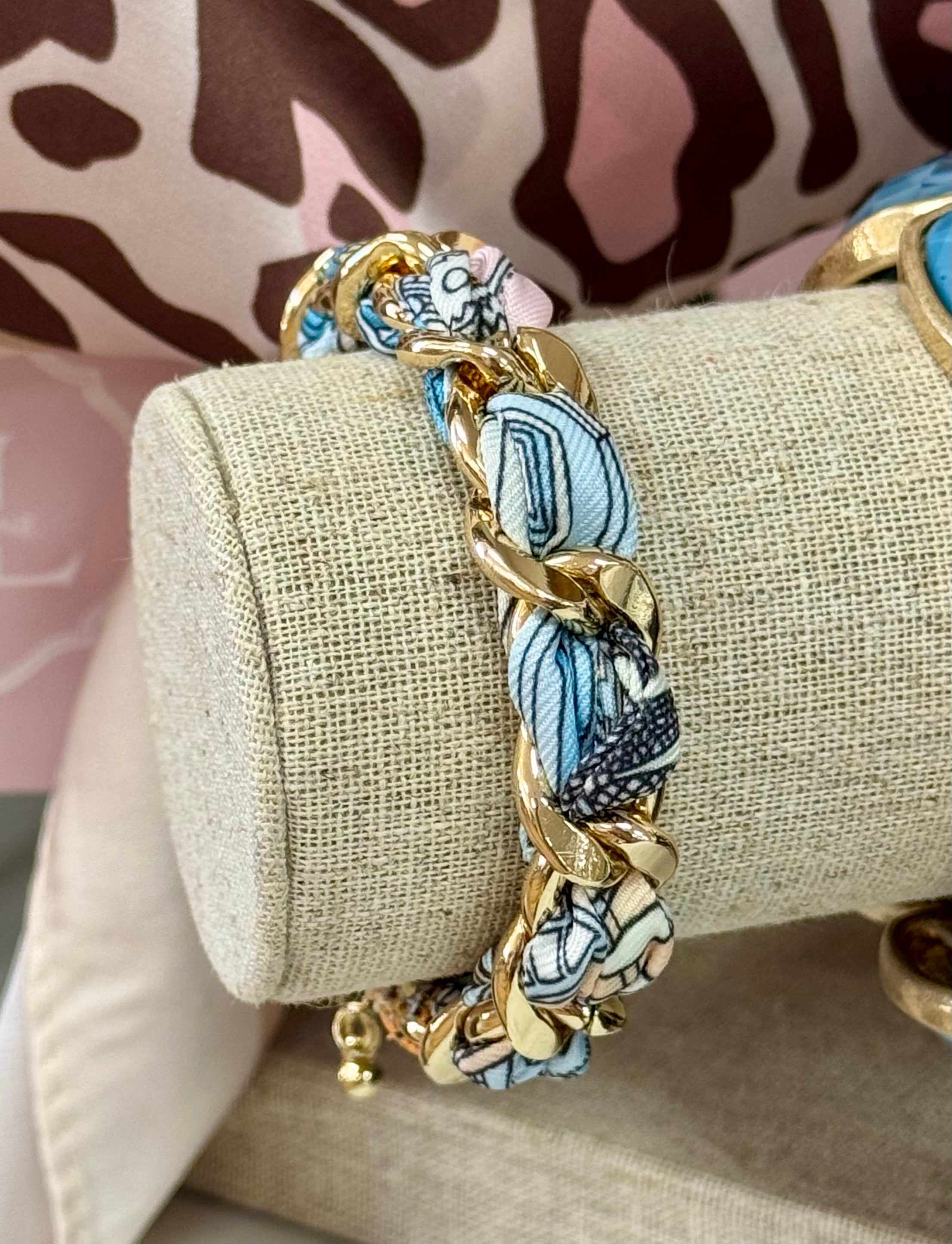 Fall Scarf Bracelet- Blue
