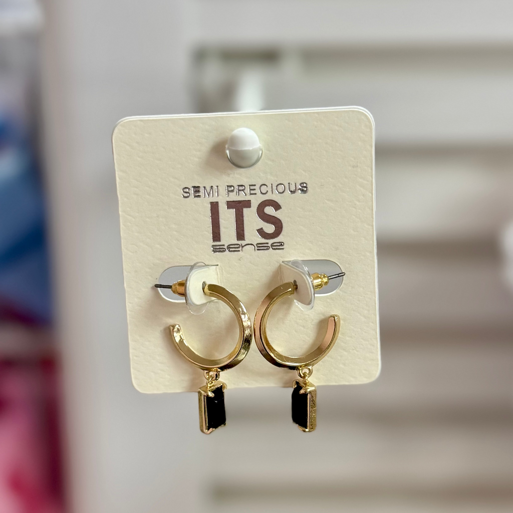 Black Onyx Gold Hoop