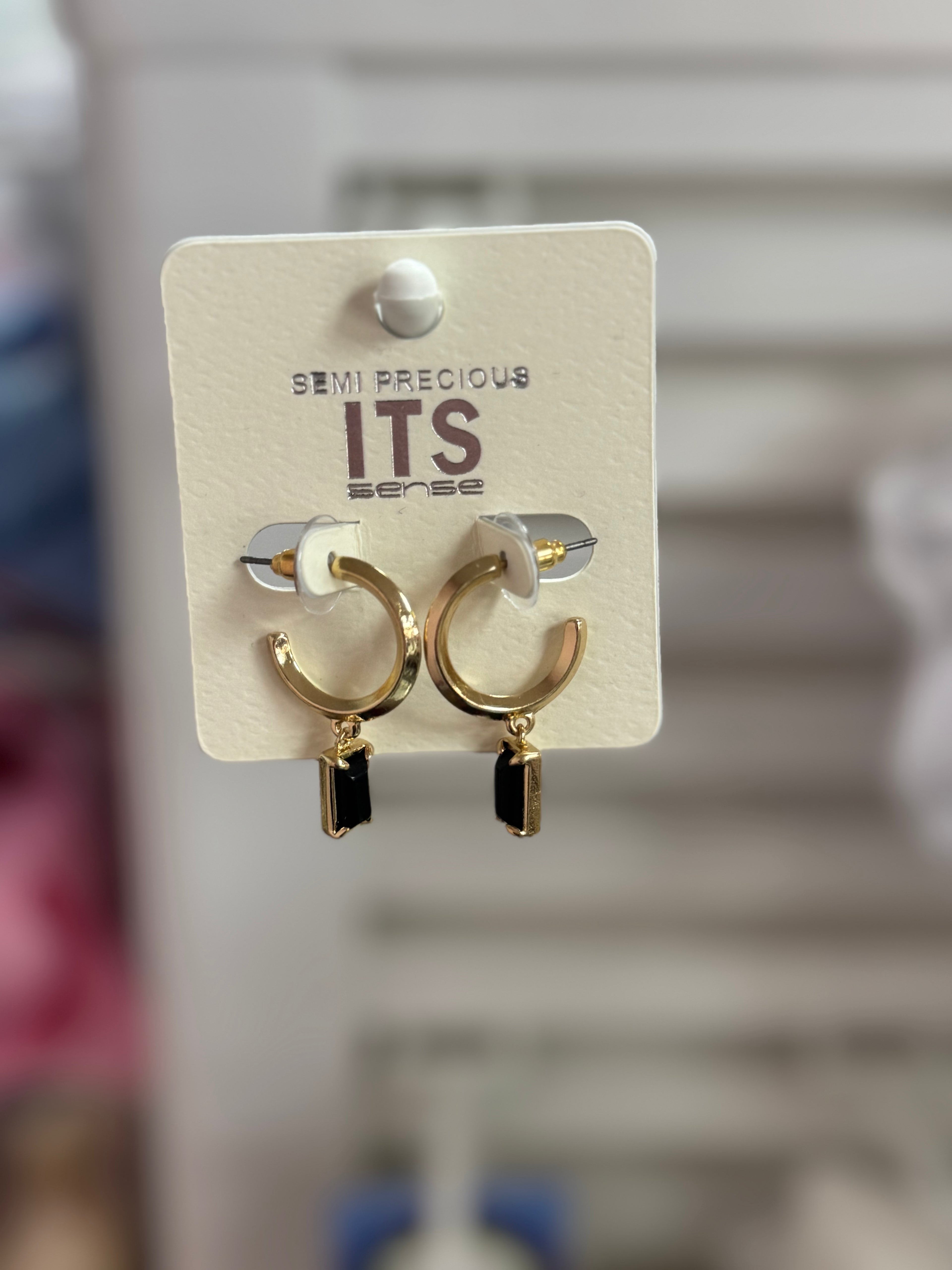 Black Onyx Gold Hoop