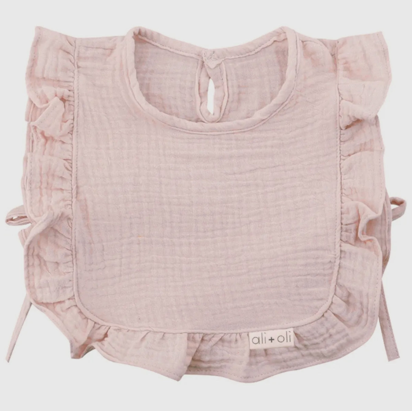 Muslin Cotton Ruffle Baby Bib- Pink