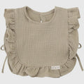 Muslin Cotton Ruffle Baby Bib- Taupe