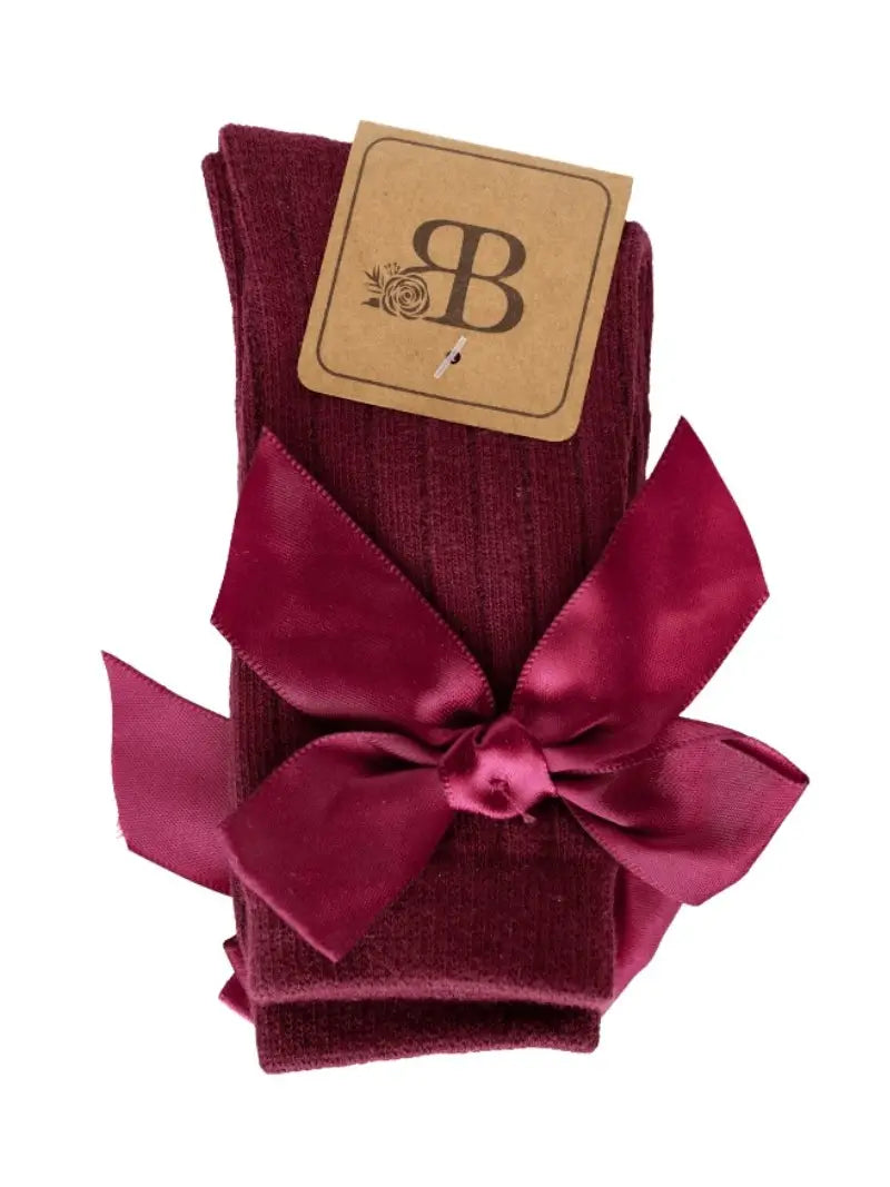 Martha Bow Midi Socks- Wine