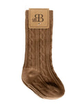 Knee-High Cable Knit Socks- Camel
