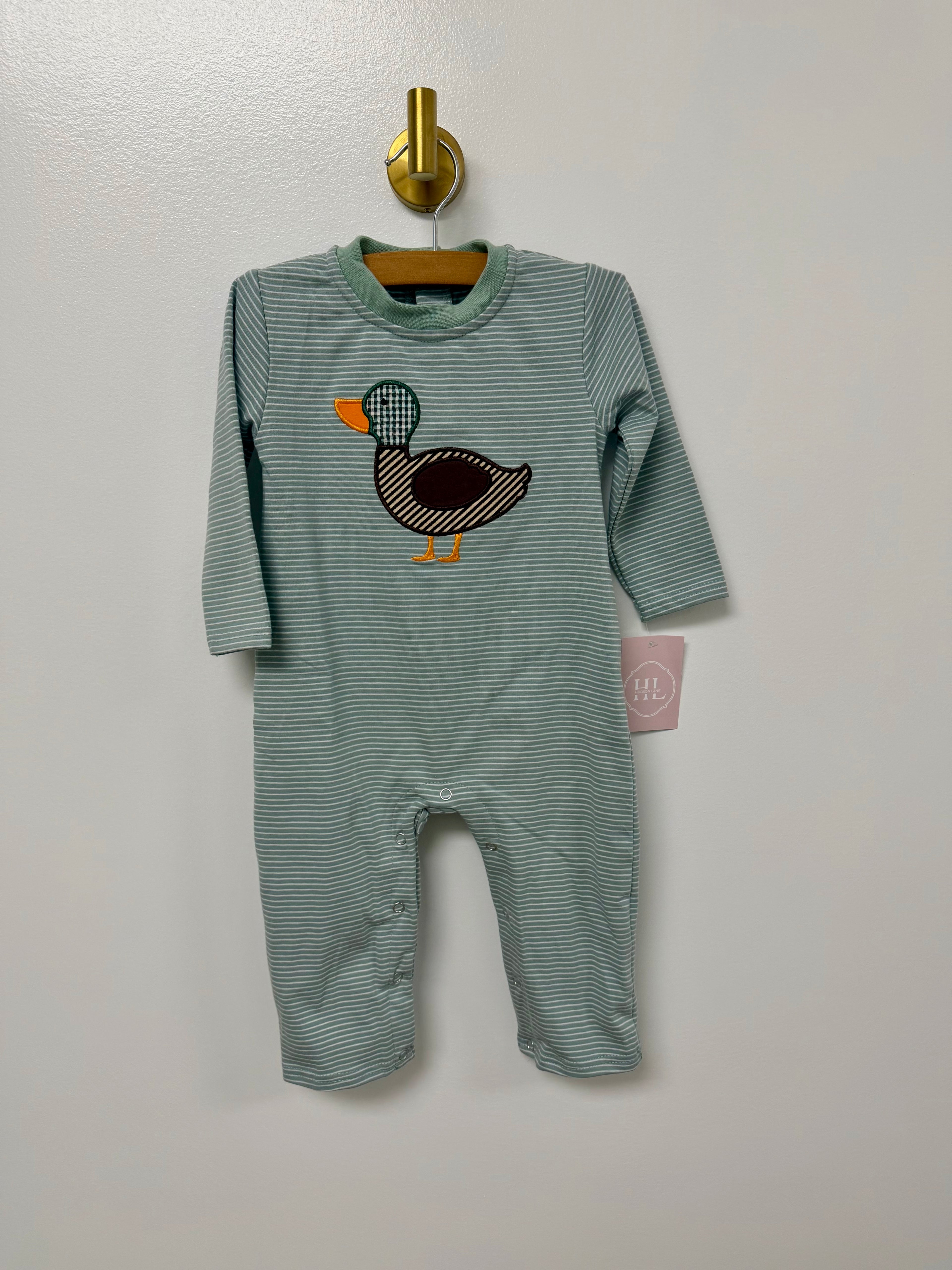 Green Striped Duck Romper