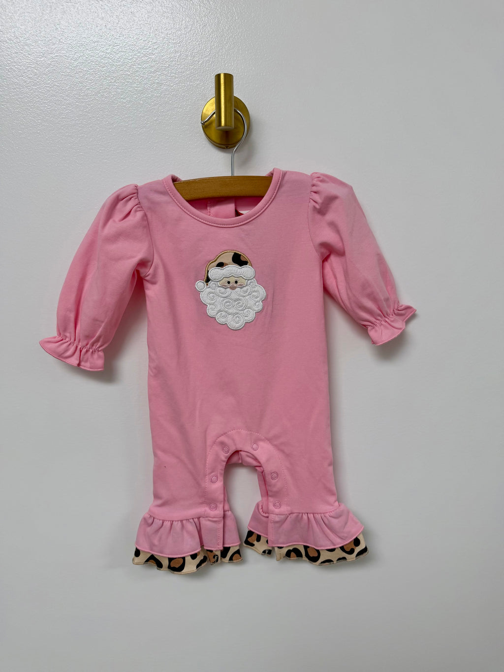 Pink Cheetah Santa Romper