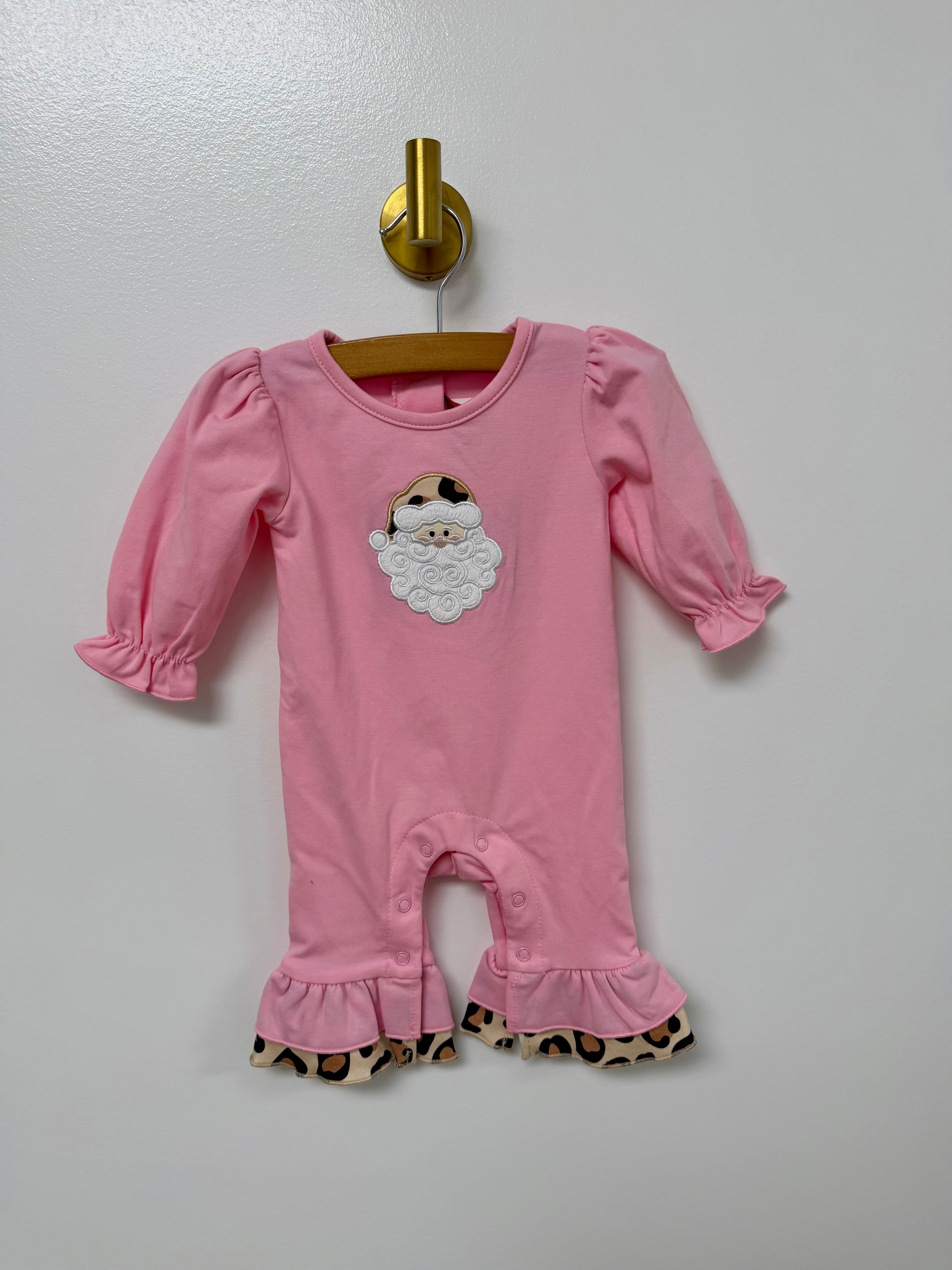 Pink Cheetah Santa Romper