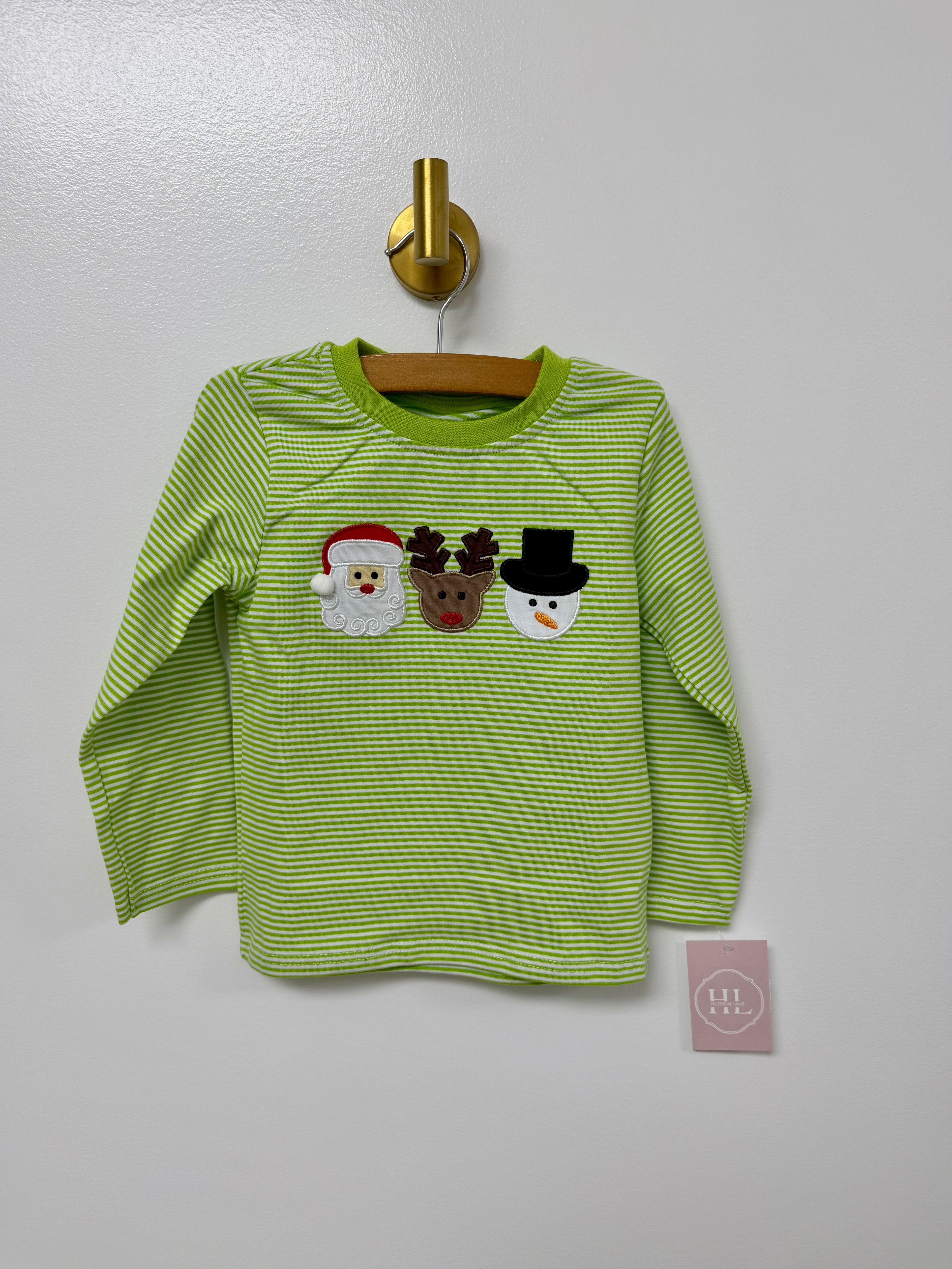 Green Striped 3 Christmas Top