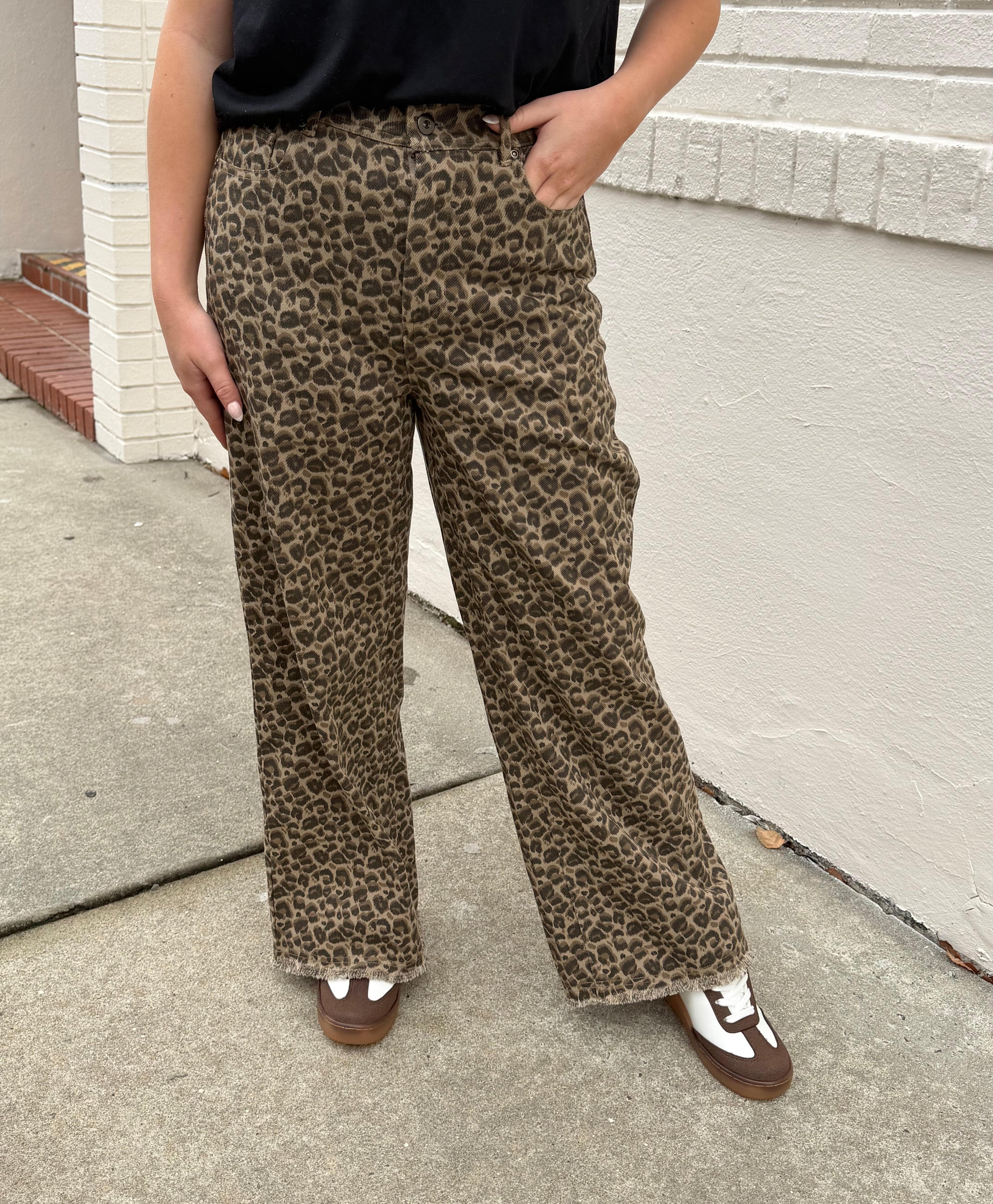 Leopard Print Straight Leg Jeans