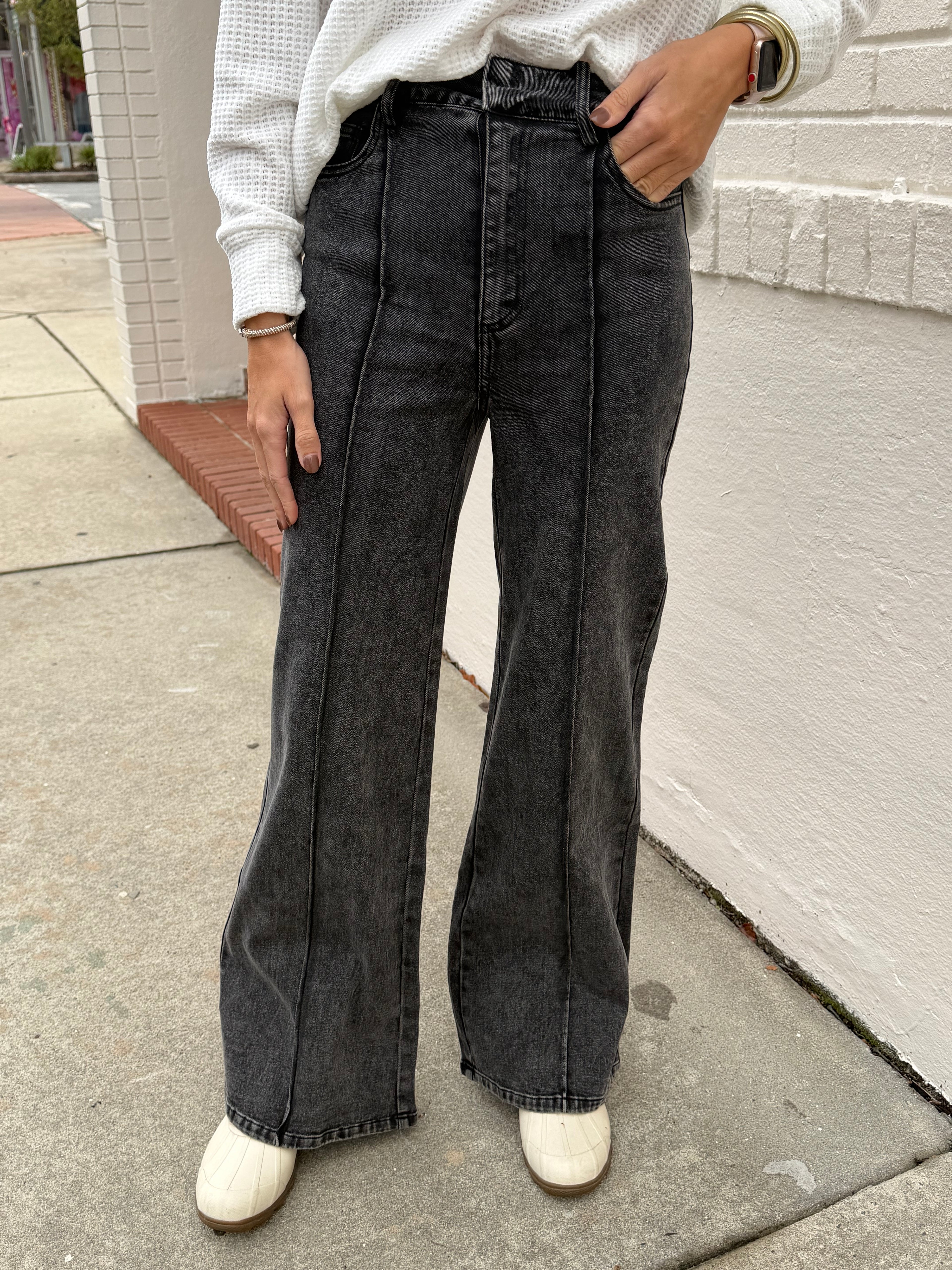 Washed Denim Straight Leg