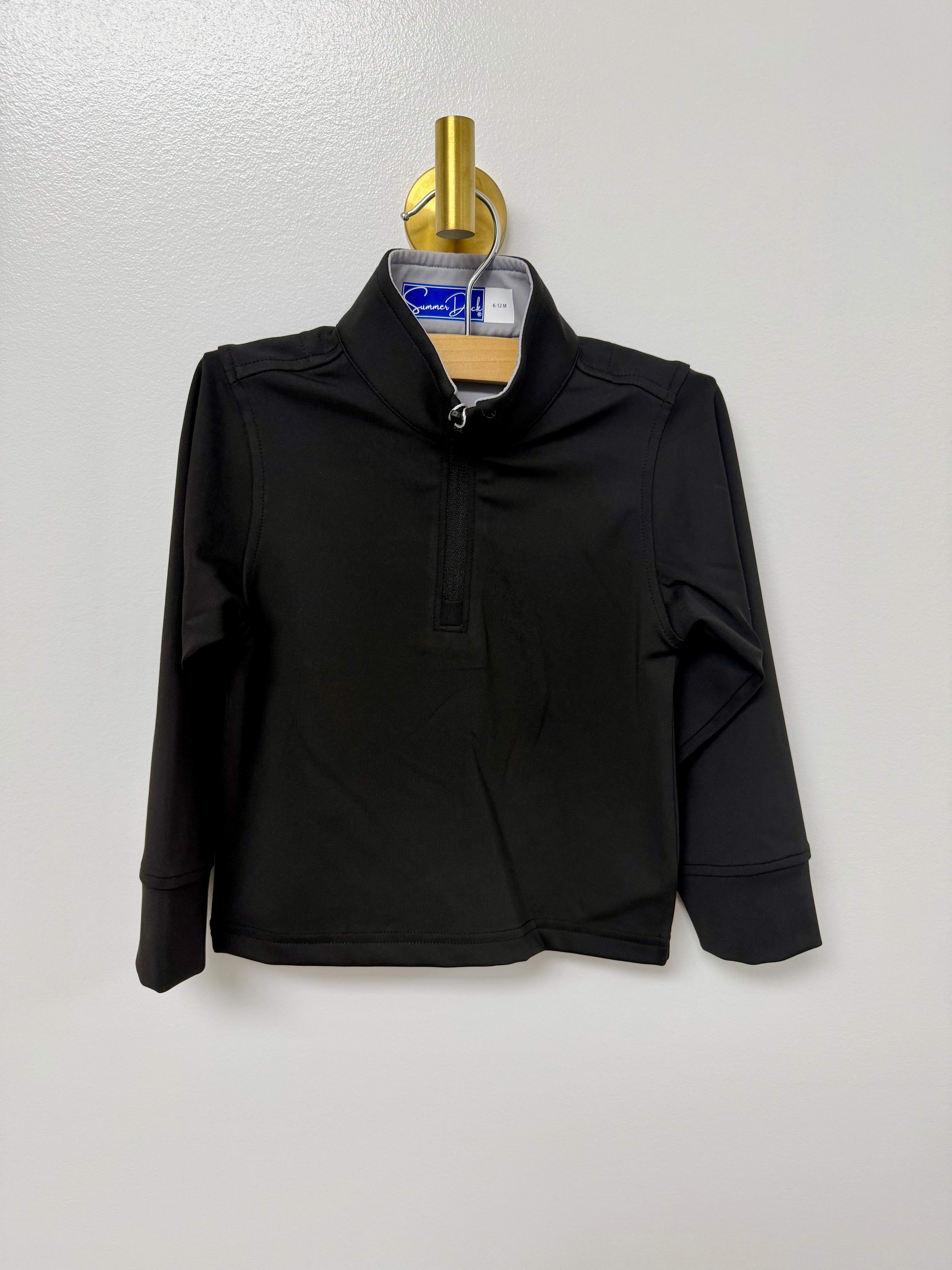 Kids Quarter Zip Performance- Black