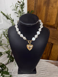 Beaded Pearl Heart Necklace